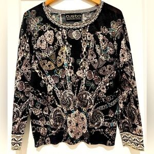 Vintage Custo Barcelona Metallic Grande Jewel Sweater Wool Lightweight / Med